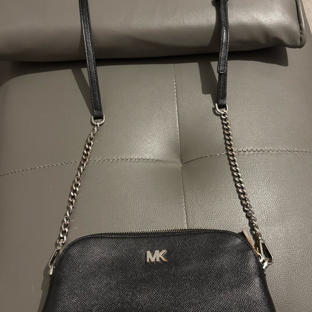 Michael Kors Black Crossbody Bag with Silver Chain